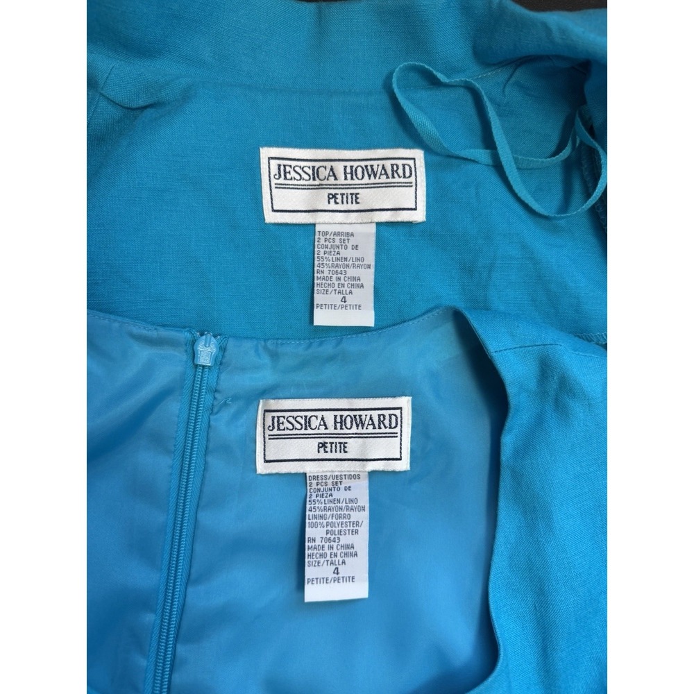 Jessica Howard Dress 2 Pc Set Womens 4 Petite Blue - Picture 6 of 16